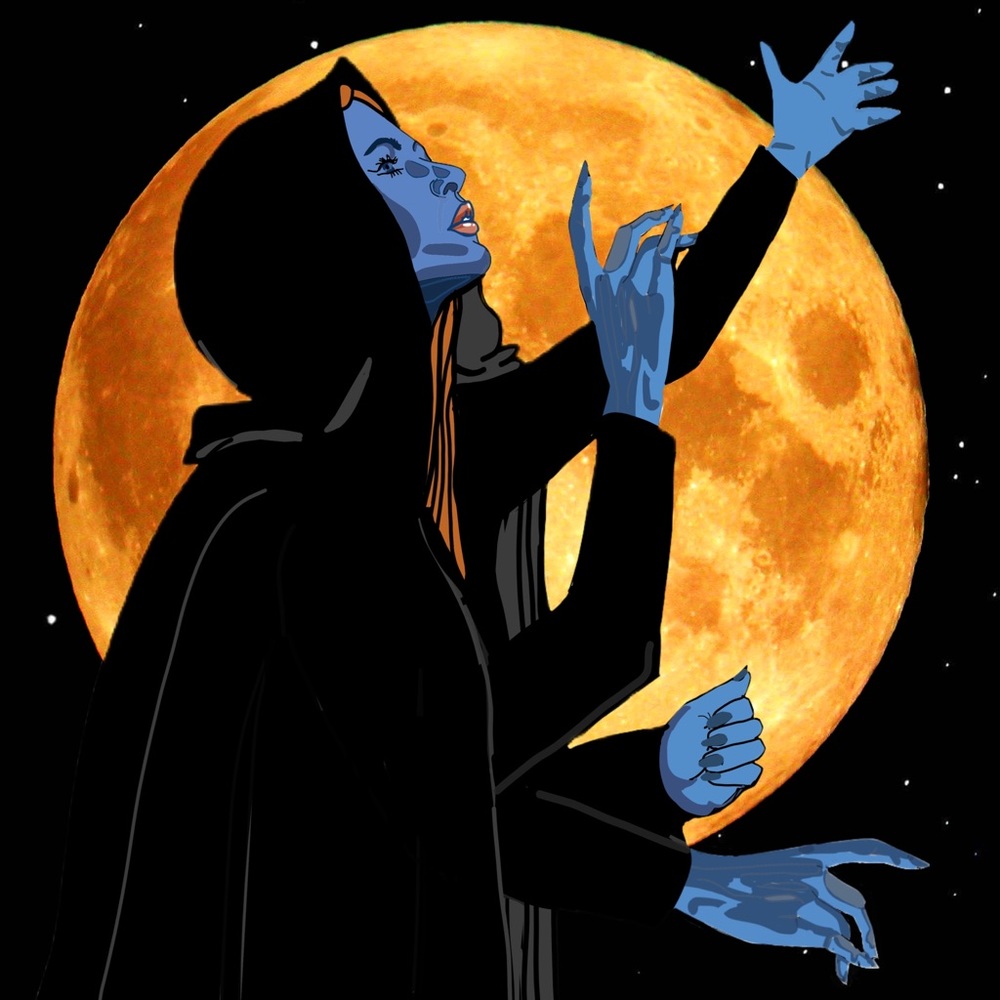 Art by APPLEBLOODART for moon lovers, witches, astrology